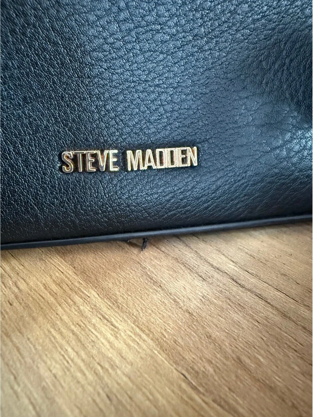 Steve Madden Black Floral Embroidered Faux Leather Backpack